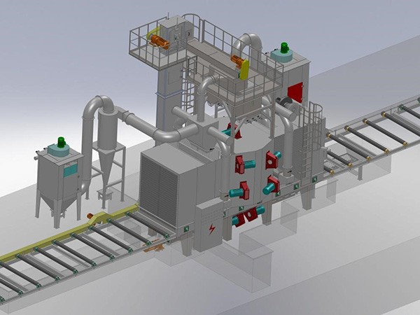 大型鋼結(jié)構(gòu)輥道通過(guò)式拋丸清理機(jī)